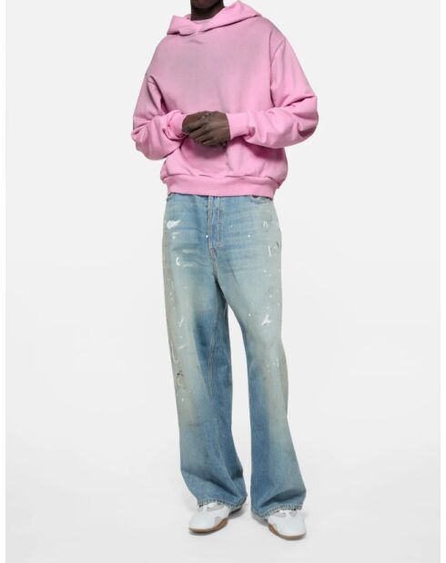 Sweat à capuche en polaire avec logo rose bonbon