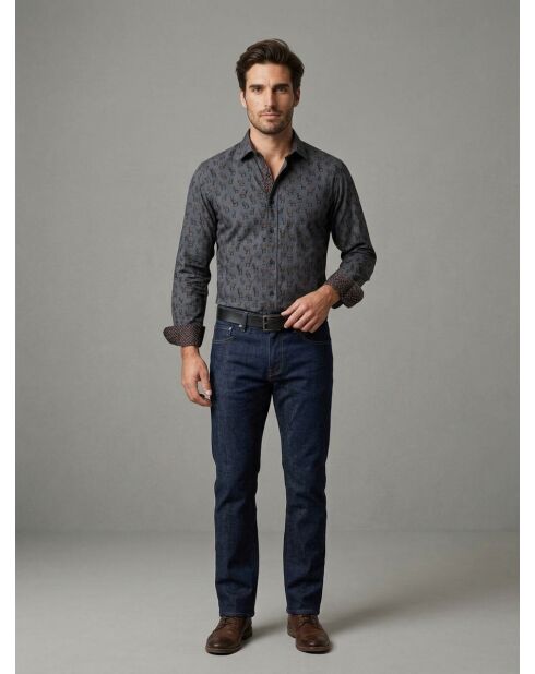 Camicia con stampa di cervi indaco