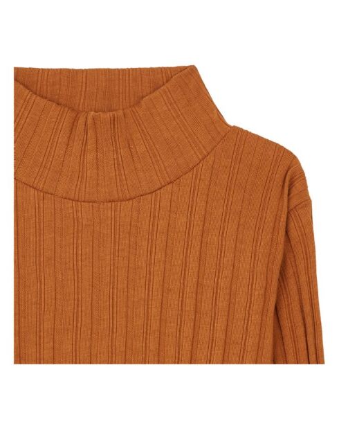 Maglione a collo alto Assiana in cotone color nocciola