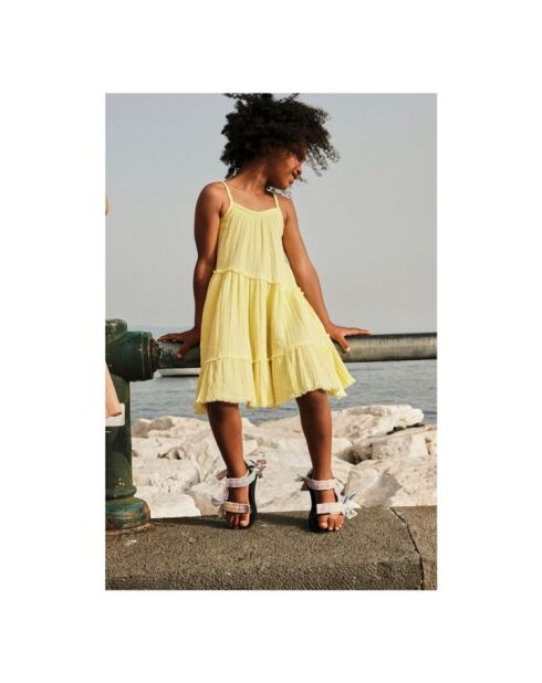 Vestido largo Jazzy de algodón amarillo pálido