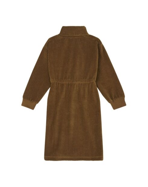 Vestido largo en mezcla de algodón ocre moderno