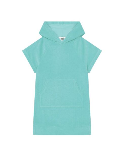 Vestido corto Niki en mezcla de algodón azul turquesa