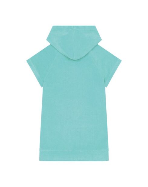 Vestido corto Niki en mezcla de algodón azul turquesa