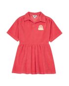 Vestido corto Katty en mezcla de algodón coral