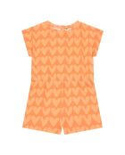 Orangefarbener Tiki-Playsuit aus Baumwollmischung