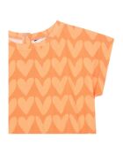 Orangefarbener Tiki-Playsuit aus Baumwollmischung