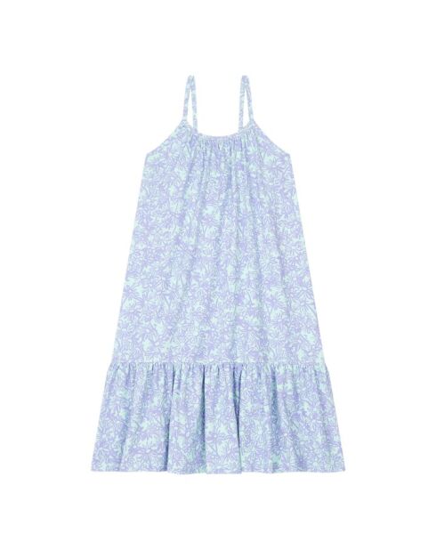 Vestido largo Danet en mezcla de algodón verde aguamarina