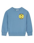 Blaues Jeans-Baumwoll-Sweatshirt mit Rundhalsausschnitt