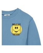 Blaues Jeans-Baumwoll-Sweatshirt mit Rundhalsausschnitt