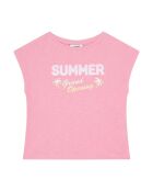 Camiseta rosa de manga corta de algodón Tara
