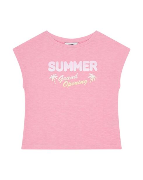 Camiseta rosa de manga corta de algodón Tara