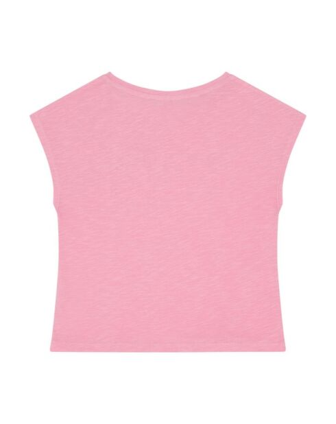 Camiseta rosa de manga corta de algodón Tara