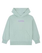 Sudadera de algodón con cremallera cuadrada en verde aguamarina