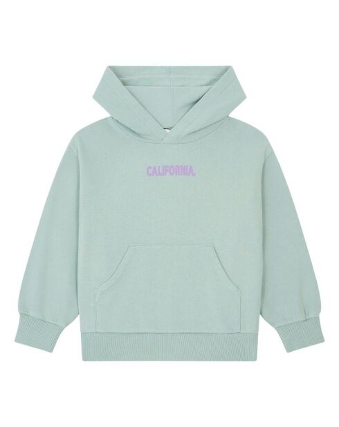 Sudadera de algodón con cremallera cuadrada en verde aguamarina