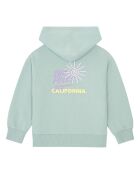 Sudadera de algodón con cremallera cuadrada en verde aguamarina