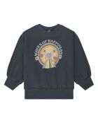 Ronnie zwart sweatshirt met ronde hals van katoenmix