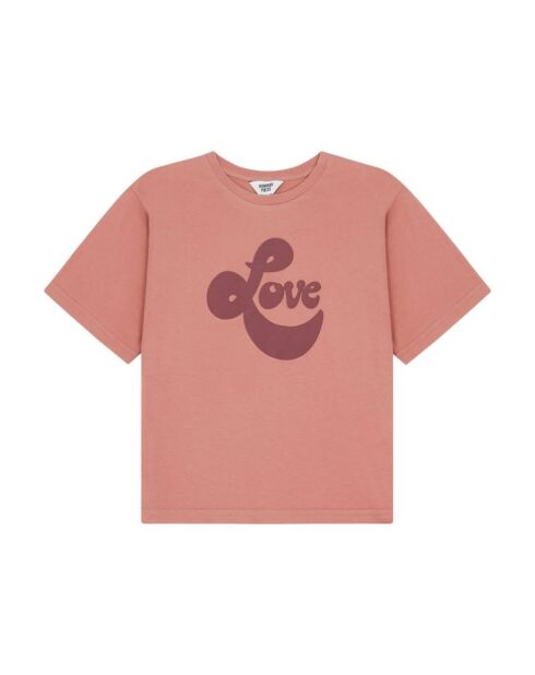 Camiseta de manga corta de algodón rosa Lourdes