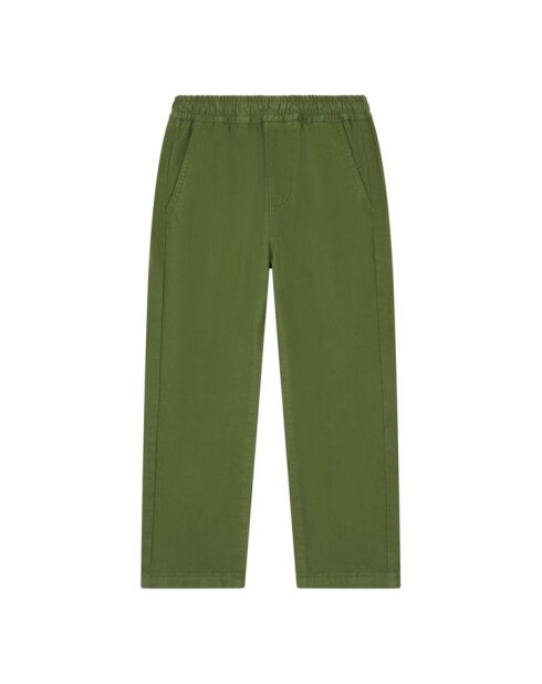 Pantalones rectos de algodón con tapa verde caqui