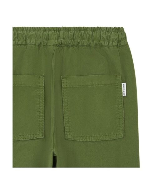 Pantalones rectos de algodón con tapa verde caqui