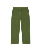 Khakigrüne, gerade geschnittene Hose aus Baumwolle