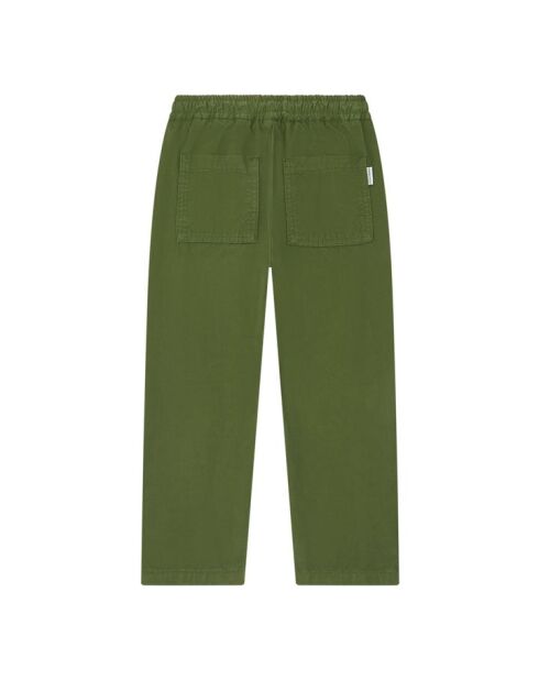 Khakigrüne, gerade geschnittene Hose aus Baumwolle