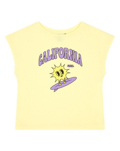 Camiseta de manga corta de algodón Tara de color amarillo claro