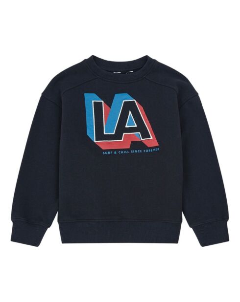 Sudadera negra de algodón con cuello redondo Saul