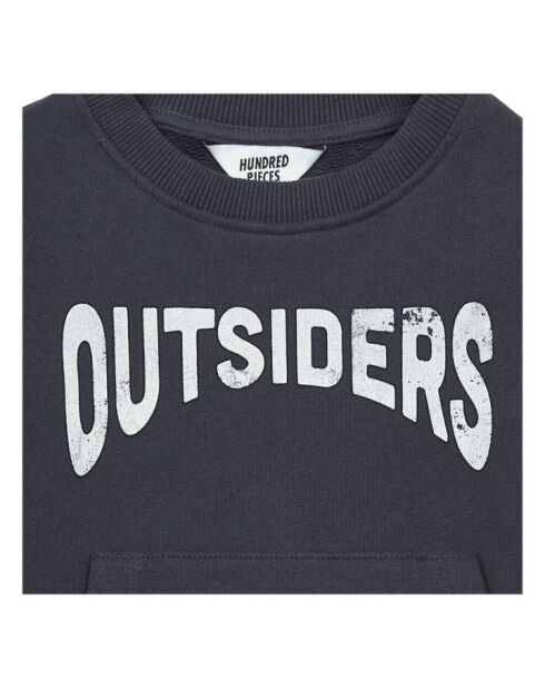 Sudadera Chris de algodón antracita con cuello redondo
