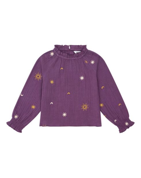 Blusa Nancy morada de algodón de manga larga