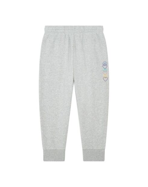 Pantalones deportivos de algodón color gris jaspeado con forma de trébol