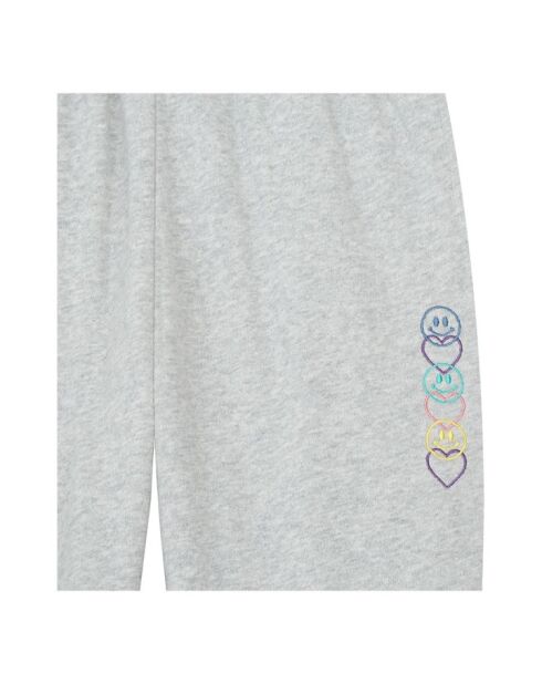 Pantalones deportivos de algodón color gris jaspeado con forma de trébol