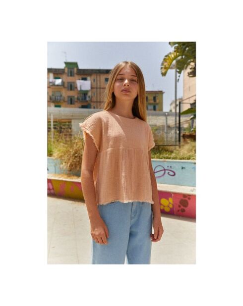 Top sin mangas de algodón rosa Sally