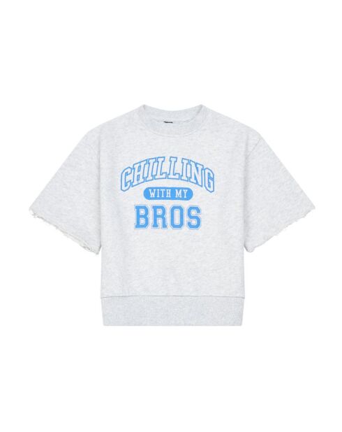 Sudadera Chris de algodón con cuello redondo en gris jaspeado claro