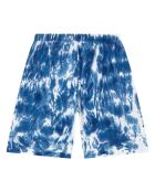 Pantaloni da jogging quadrati in cotone blu marino - ecru