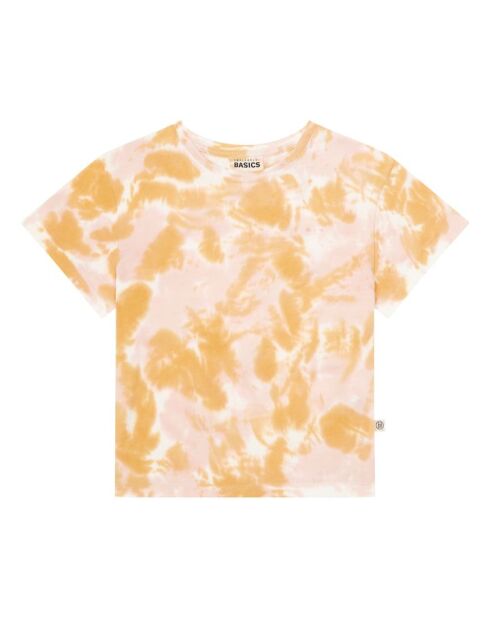 Whitney Tie&Dye Altrosa Kurzarm-T-Shirt aus Baumwolle