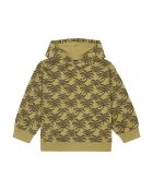 Felpa quadrata in cotone verde kaki