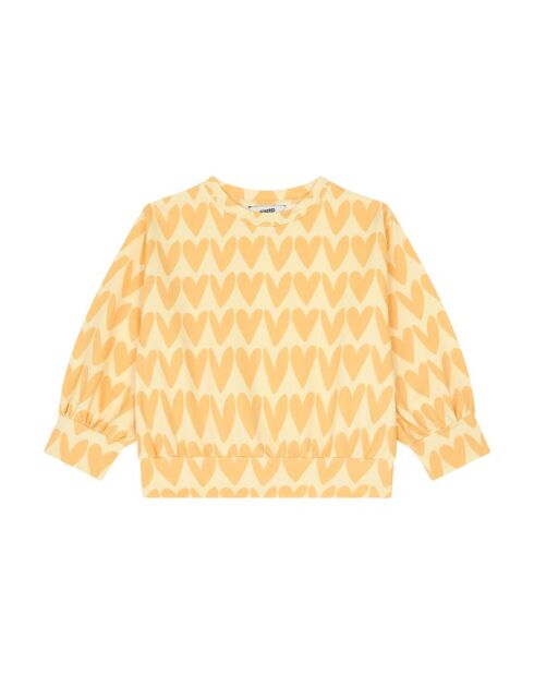 Sudadera Ronnie con cuello redondo en mezcla de algodón amarillo pálido