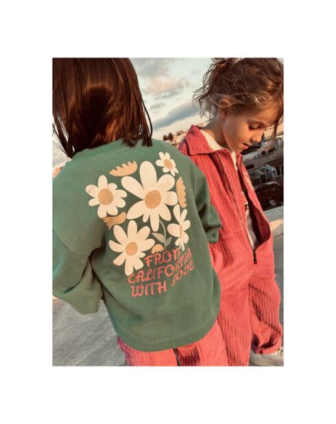 Sudadera de cuello redondo de algodón verde Debby