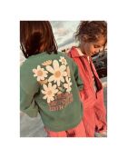Sudadera Debby de algodón verde oscuro con cuello redondo
