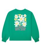 Sudadera Debby de algodón verde oscuro con cuello redondo
