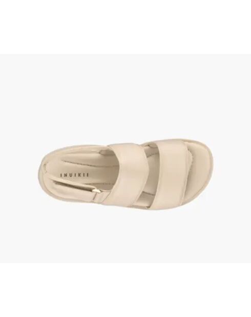 Sandales en cuir Padded Velcro beiges