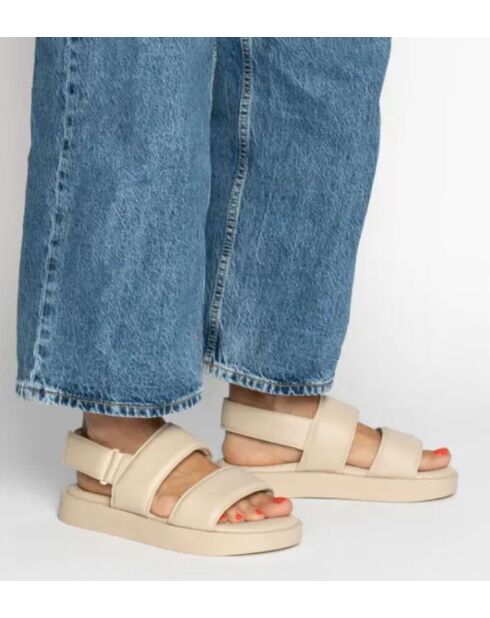 Sandales en cuir Padded Velcro beiges