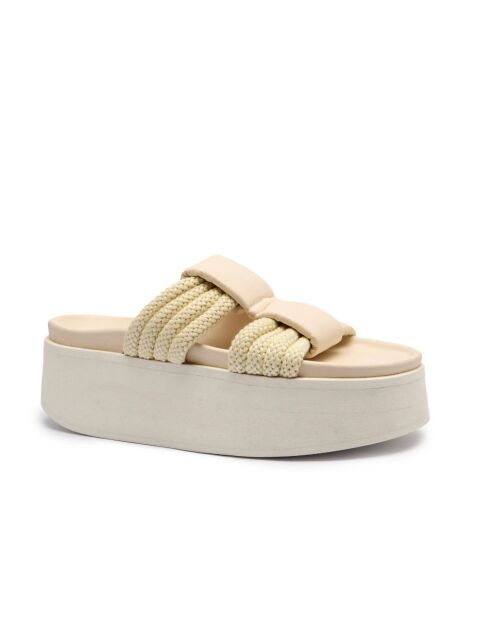 Sandales à plateforme Cord Athena blanc cassé