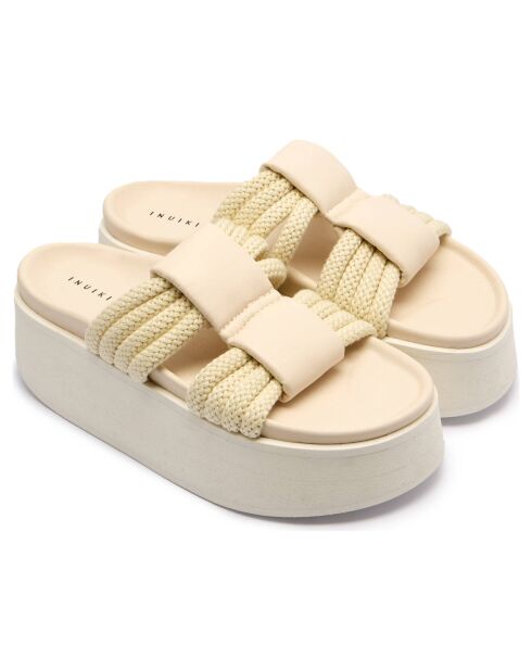 Sandales à plateforme Cord Athena blanc cassé