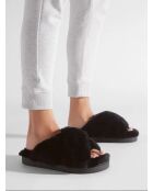 Klassische schwarze Ledersandalen