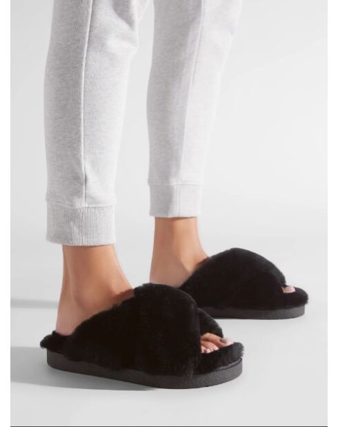 Klassische schwarze Ledersandalen