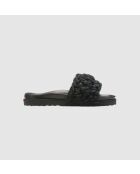Zwarte Multilace Slide leren sandalen
