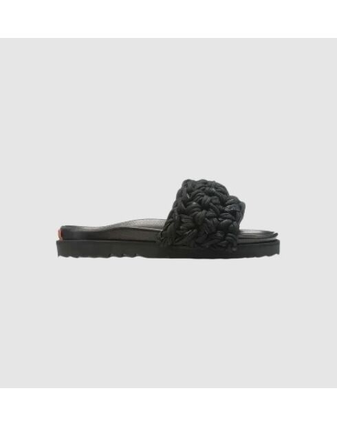 Zwarte Multilace Slide leren sandalen