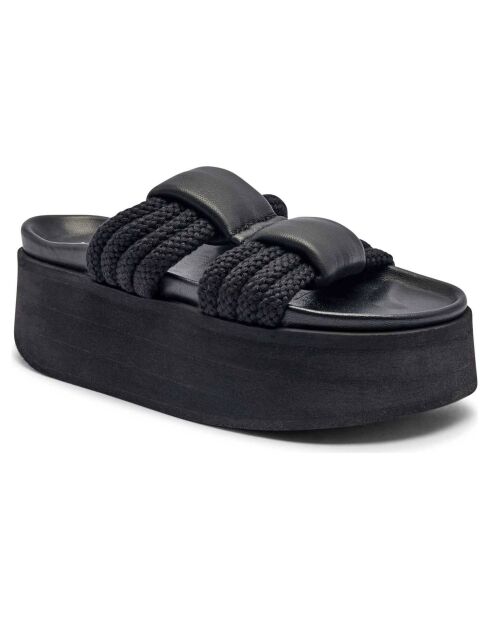 Sandali Cord Athena neri con plateau
