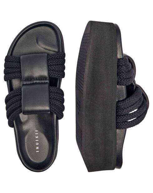Sandali Cord Athena neri con plateau